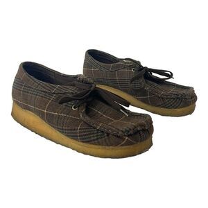 Clarks Originals Wallabee Womens Size 7 Brown Plaid Lace Up Shoes